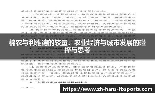 棉农与利雅德的较量：农业经济与城市发展的碰撞与思考