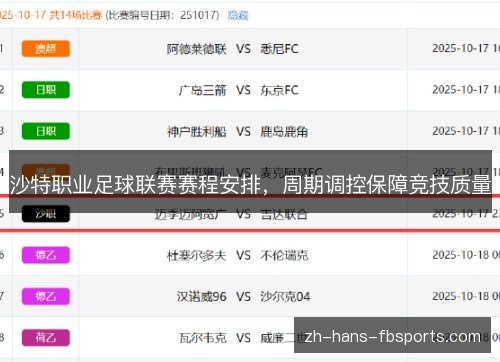 沙特职业足球联赛赛程安排，周期调控保障竞技质量